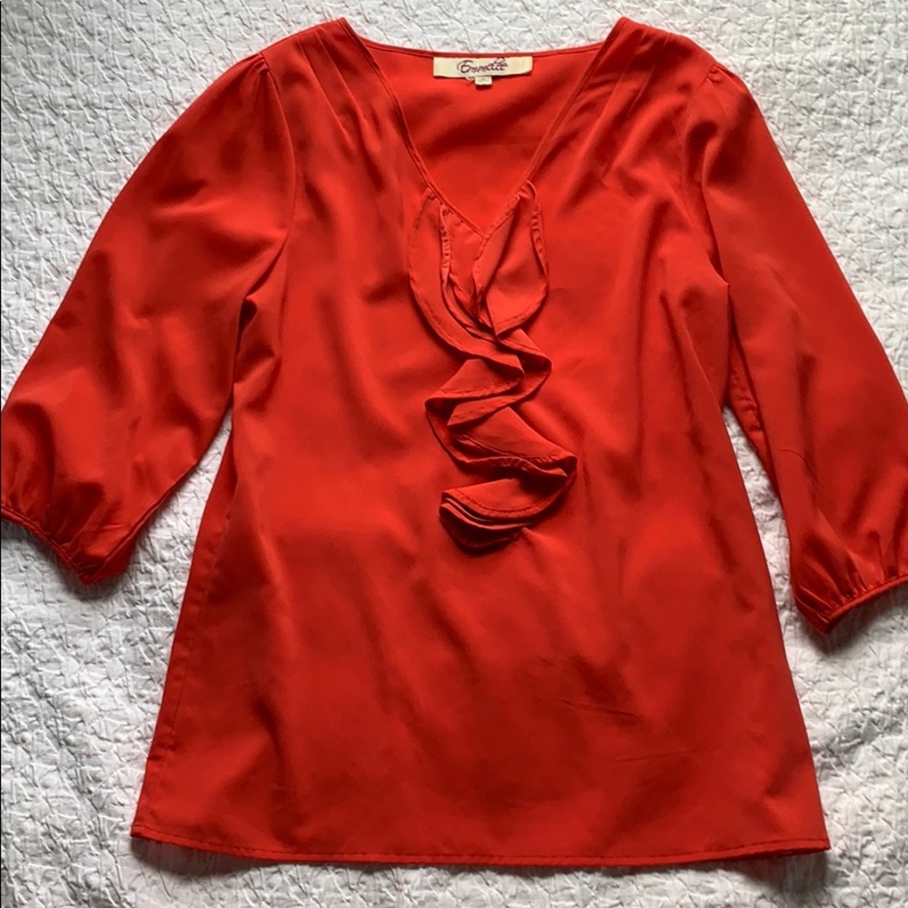Emmelee 3/4 Sleeve Ruffle Blouse